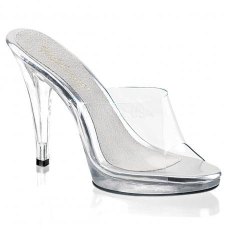 Mule transparente et argenté à haut talon aiguille plexi DISCOUNT petit prix taille 41