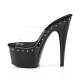 Mule pole dance transparente à plateforme noire incrustée de strass DISCOUNT taille 37