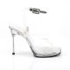 Sandale stiletto transparente et argentée à bride cheville