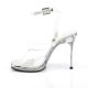 Sandale stiletto transparente et argentée à bride cheville