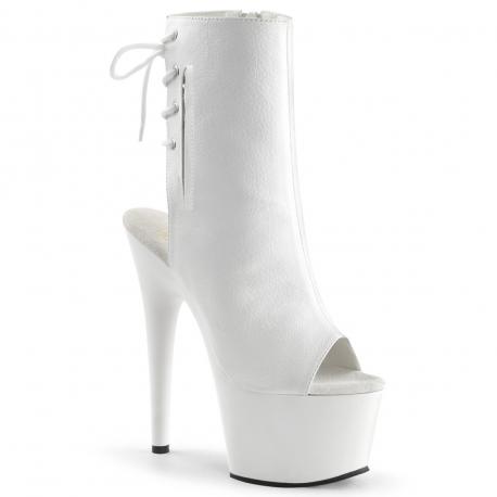 Chaussure pole dance ouverte blanche mate à talon aiguille | Adore
