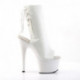 Bottine peep toes à dos ouvert blanche mate avec plateforme blanche et talon 18 cm | Pleaser