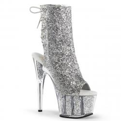 Chaussure pole exotic ouverte argentée talon 18 cm Pleaser