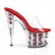 Mule plateforme plexi remplie de fleurs rouges et tige transparente sexy