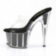 Mule plateforme plexi remplie de paillettes noires et tige transparente - Chaussure pole dance