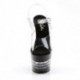 Sandale plateforme noire rayée transparente à talon de 18 cm | ADORE-708LN