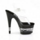 Chaussure pole dance noire rayée transparente à talon de 18 cm | ADORE-708LN