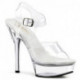 Sandale pole exotic transparente à talon chromé et strass - Pleaser