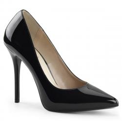 Escarpin noir vernis talon haut 12 cm et à plateforme cachée grande taille du 34 1/2 au 46