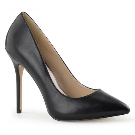 Escarpin noir mat talon aiguille 12 cm et à plateforme cachée