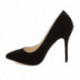 Escarpin noir en velours talon aiguille 12 cm et à plateforme cachée grande pointure du 35 au 46