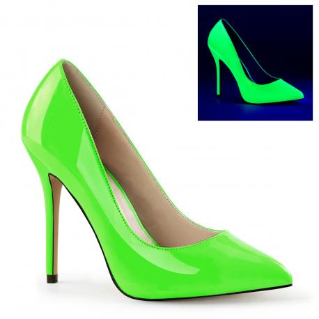 Escarpin vert fluo à plateforme cachée et talon aiguille 12 cm