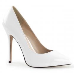 Escarpin blanc vernis à plateforme invisible et talon haut 12 cm grande taille du 35 au 44