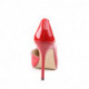 Escarpin d'Orsay rouge vernis bout pointu à talon grande taille du 35 au 46