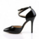 Escarpin ouvert noir vernis talon de 12 cm avec bride cheville