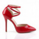 Escarpin rouge vernis talon aiguille de 12 cm avec fine bride cheville croisée