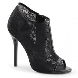 Escarpin Peep-toe Dentelle Noire Glamour - Talon 12cm - Petite à Grande Pointure