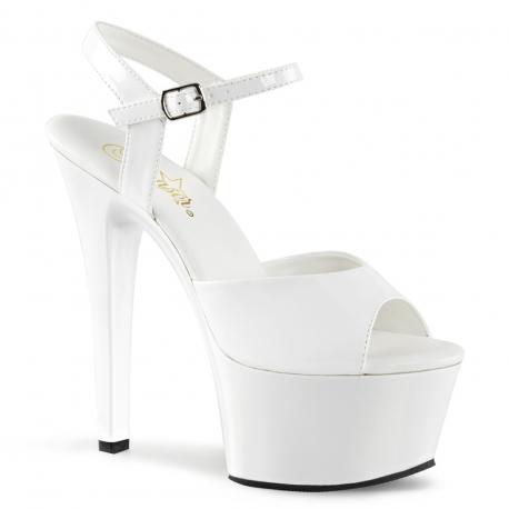 Sandale plateforme blanche talon 15 cm Chaussure Pole Dance