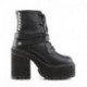 Boots / bottines gothique femme à talon carré 12 cm et semelle plateforme à lacet et goujons