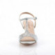 Sandale argentée incrustée de strass à talon moyen 6 cm femme