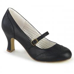 Chaussure pin up rétro noire petit talon bobine