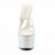 Chaussure Pole dance luxe avec plateforme et talon en strass semelle blanche et lanière transparente
