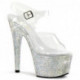 Sandale pole exotic transparente à plateforme strass et talon 18 cm Pleaser