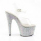 Sandale pole exotic transparente à plateforme strass et talon 18 cm Pleaser