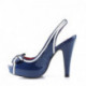 Escarpin pin up bleu à noeud sur bout ouvert et bride arrière