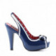 Chaussure Pin Up bleue à noeud sur bout ouvert et bride arrière