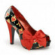 Chaussure pin up noire avec impression cœur rouge et nœud papillon
