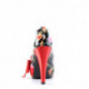 Chaussure pin up noire avec impression cœur rouge et nœud papillon