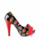 Chaussure pin up noire avec impression cœur rouge et nœud papillon