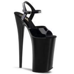 Sandales fetish noires à haute plateforme sexy et talon aiguille 25 cm
