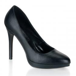 Escarpin petite plateforme noir à talon de 10 cm