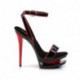 Sandale plateforme haut talon sexy 15 cm noire et rouge