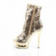 Chaussure plateforme dorée à talon aiguille 15 cm bout ouvert à sequins et strass