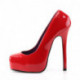 Escarpin bout carré rouge a plateforme et talon de 14 cm
