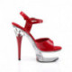 Sandale rouge plateforme à talon strass de 15 cm sexy