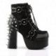 Chaussure gothique plateforme noires à clous avec anneaux de bondage pour femme