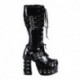 Botte gothique noire à lacets, boucles et rivets métal DemoniaCult femme