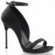 Sandale satin noir à talon stiletto métal