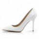 Escarpin talon aiguille 10 cm blanc vernis