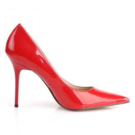 Escarpin talon aiguille 10 cm rouge vernis petite et grande taille