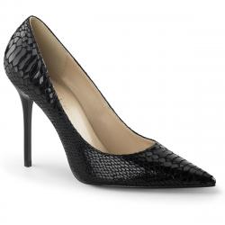 Escarpin serpent noir en cuir petite et grande taille du 35 au 46