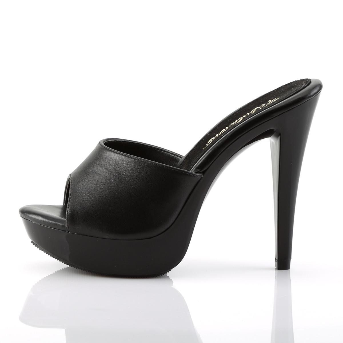 Mules Cuir Noir Plateforme Et Haut Talon Grande Pointure Du 35 Au 44