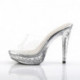 Mule plateforme et talon 12 cm en plexi incrustés de strass