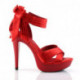 Sandale plateforme en satin rouge à talon haut - petite et grande taille