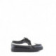 Creepers cuir bicolore noir et blanc bout golf long-wing DemoniaCult unisexe