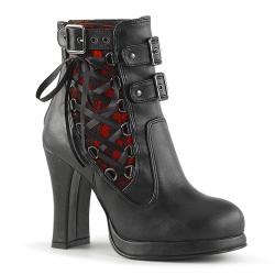 Bottines gothiques noires à dentelle rouge pour femme DemoniaCult